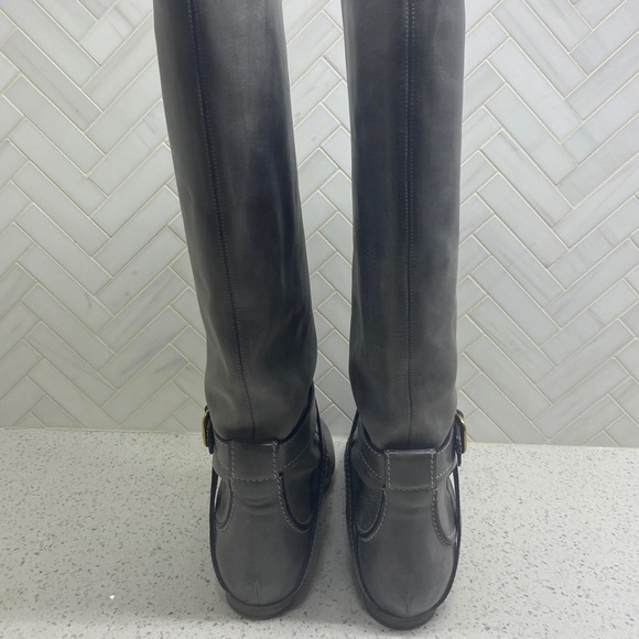 Chloe Grey Leather Knee High Riding Boots 36.5 - Picture 8 of 13